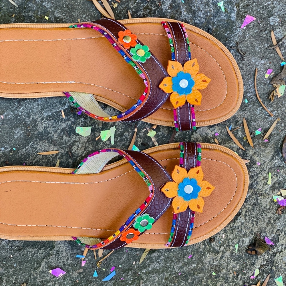 Handmade leather slide sandals